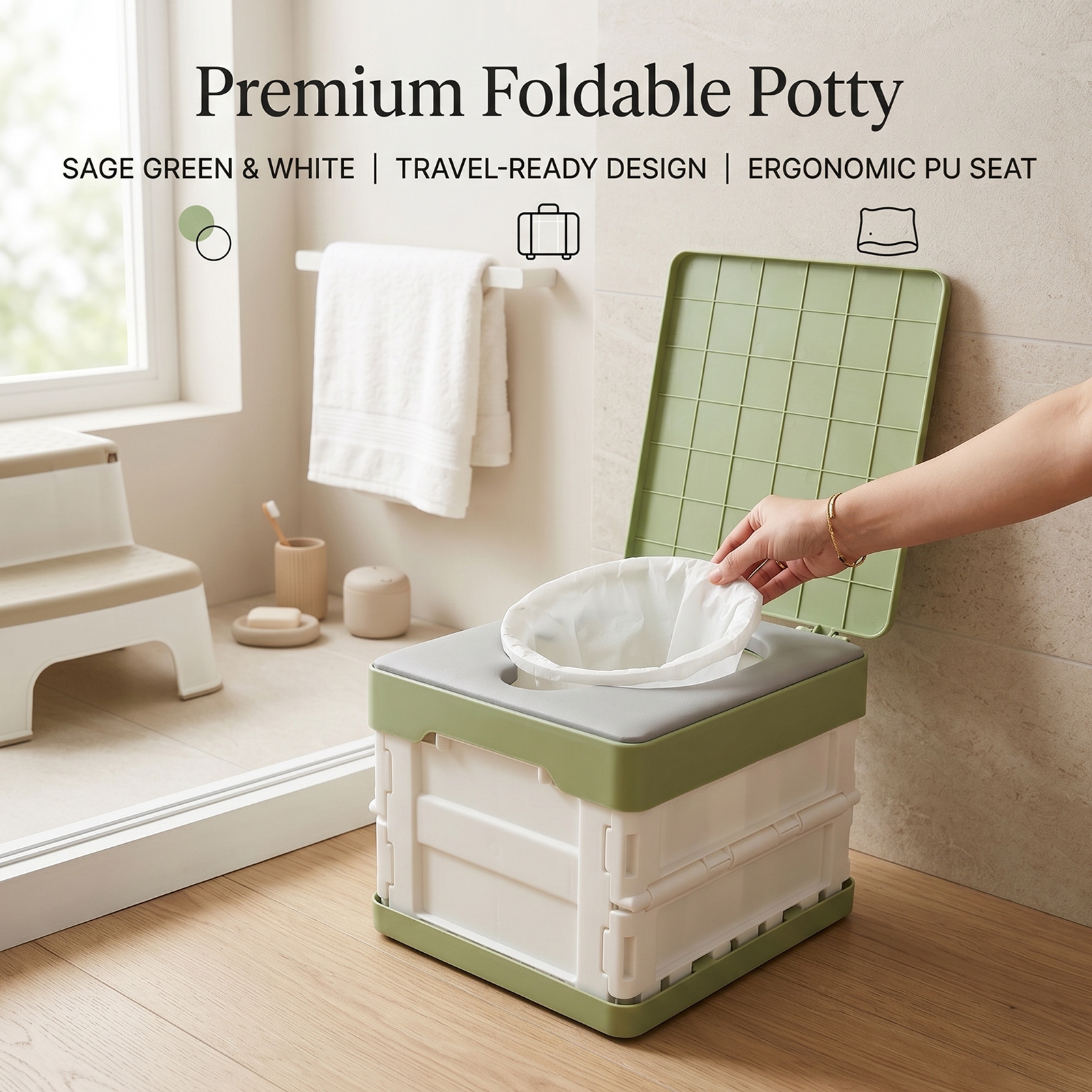 Portable Potty with PU Soft Se - Kids Outdoor Foldable Chair บทวิจารณ์และราคา