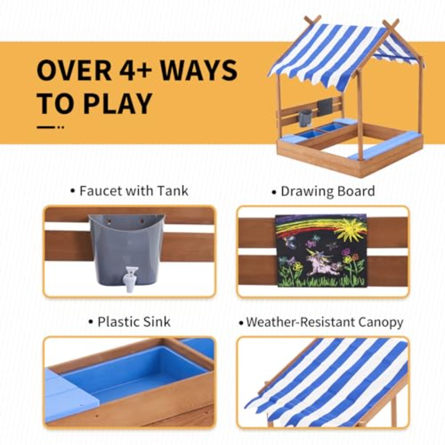 Backyard sandbox with roof for - Kids Outdoor Sink บทวิจารณ์และราคา