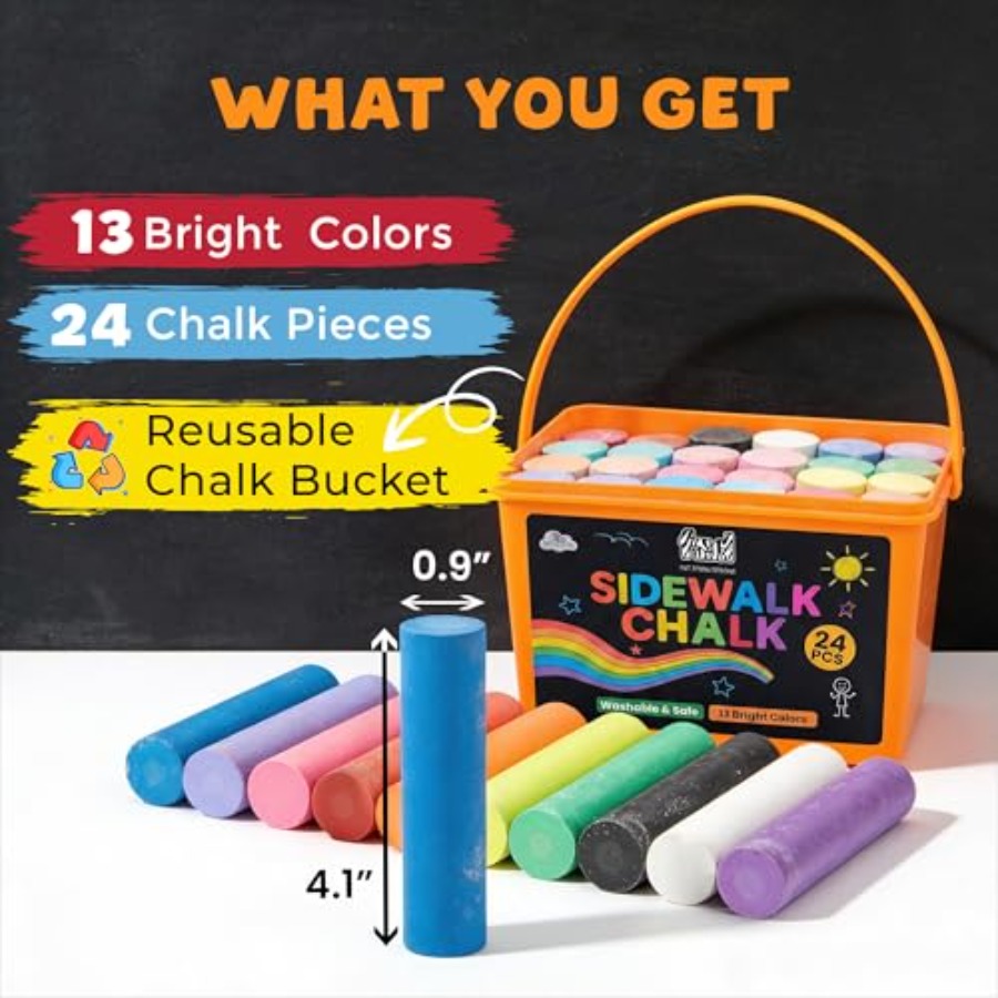 24 PCS Sidewalk Chalk for - 13 - Chalk Outdoor Jumbo บทวิจารณ์และราคา