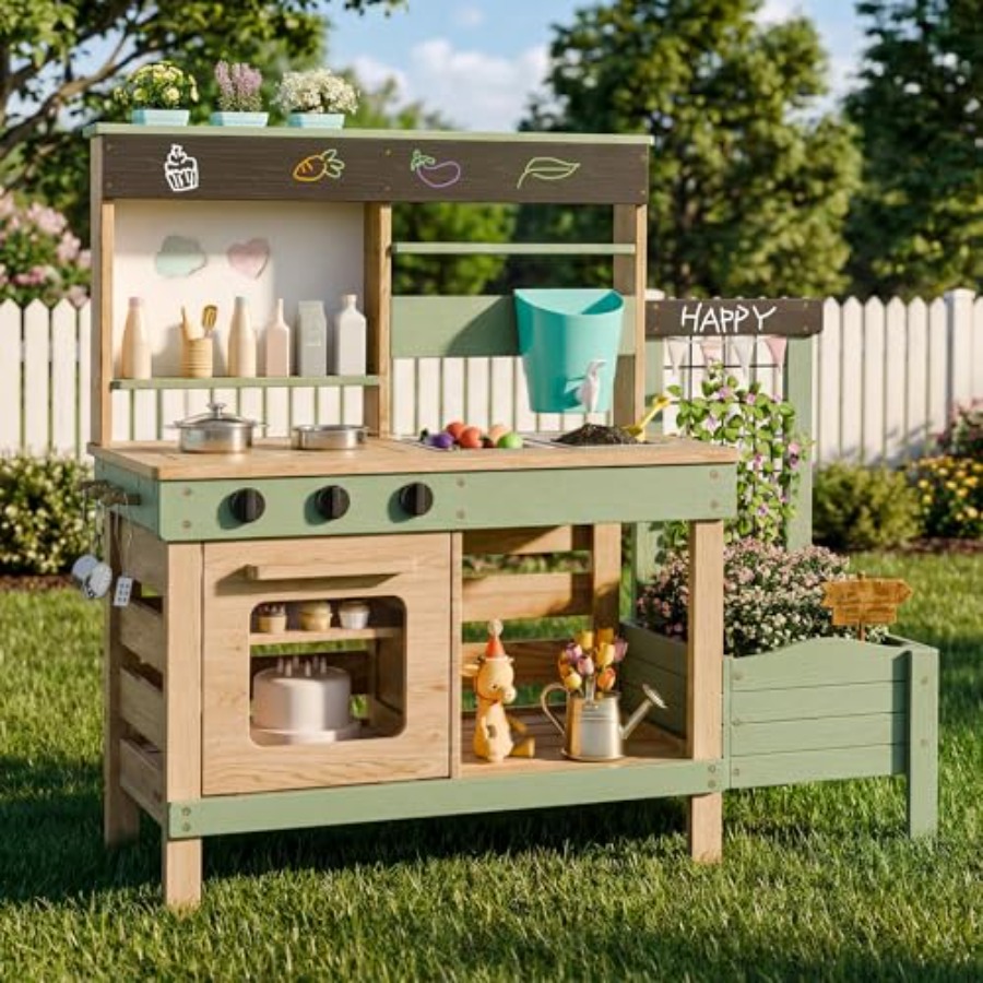 Outdoor kitchen for kids: wood - Kids Outdoor Sink บทวิจารณ์และราคา