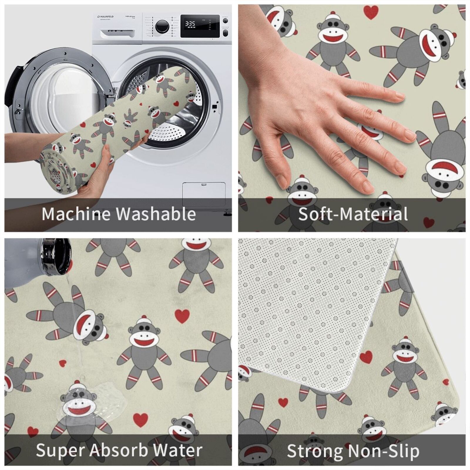 Cute Sock Monkey Carpet Mat Ru - Kids Outdoor Monkey Bars บทวิจารณ์และราคา