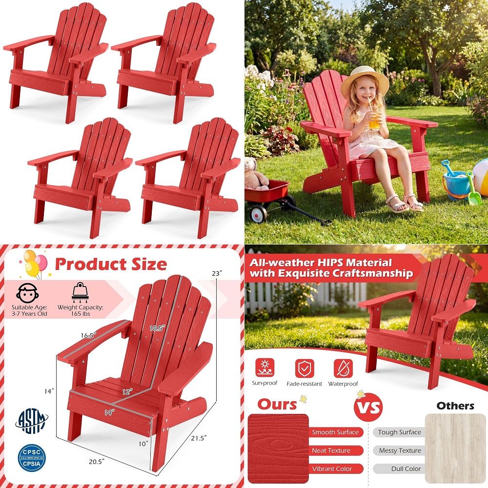Kids Adirondack Chair, AllWeat - Kids Outdoor Adirondack Chair บทวิจารณ์และราคา