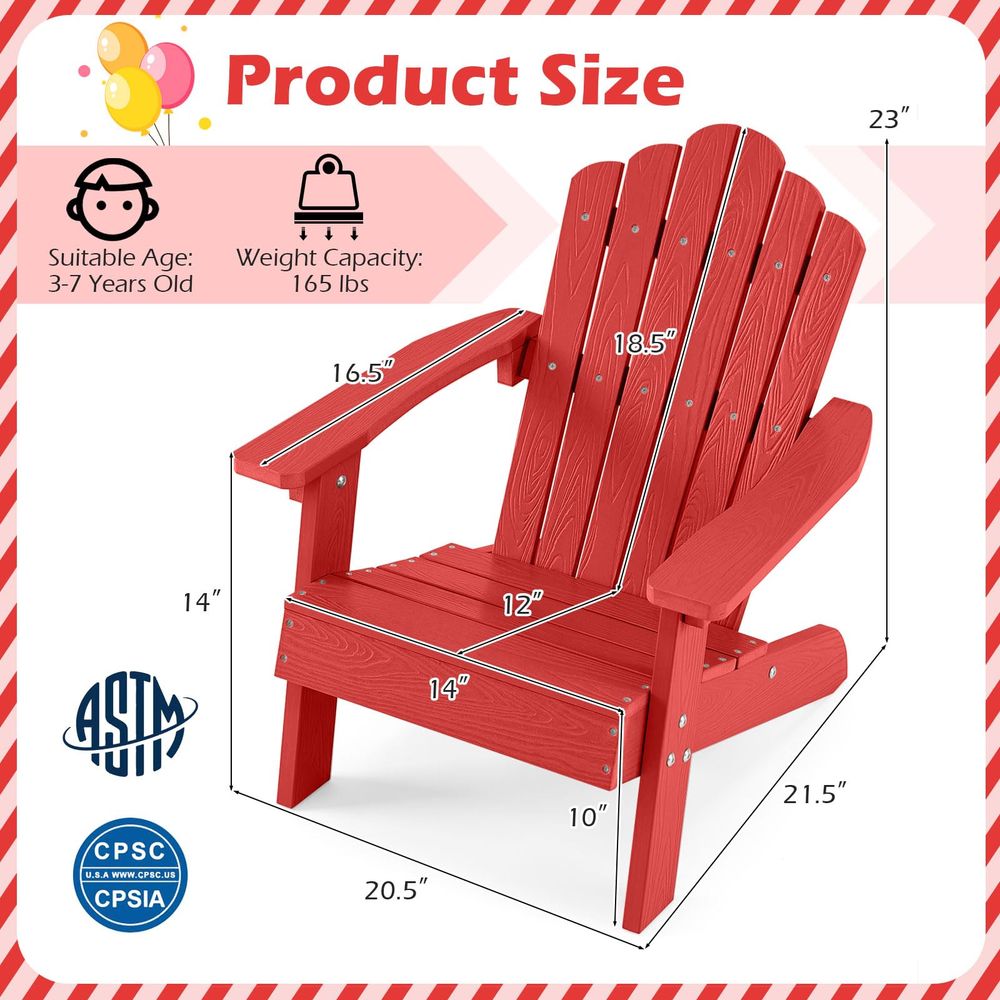 Kids Adirondack Chair, AllWeat - Kids Outdoor Adirondack Chair บทวิจารณ์และราคา