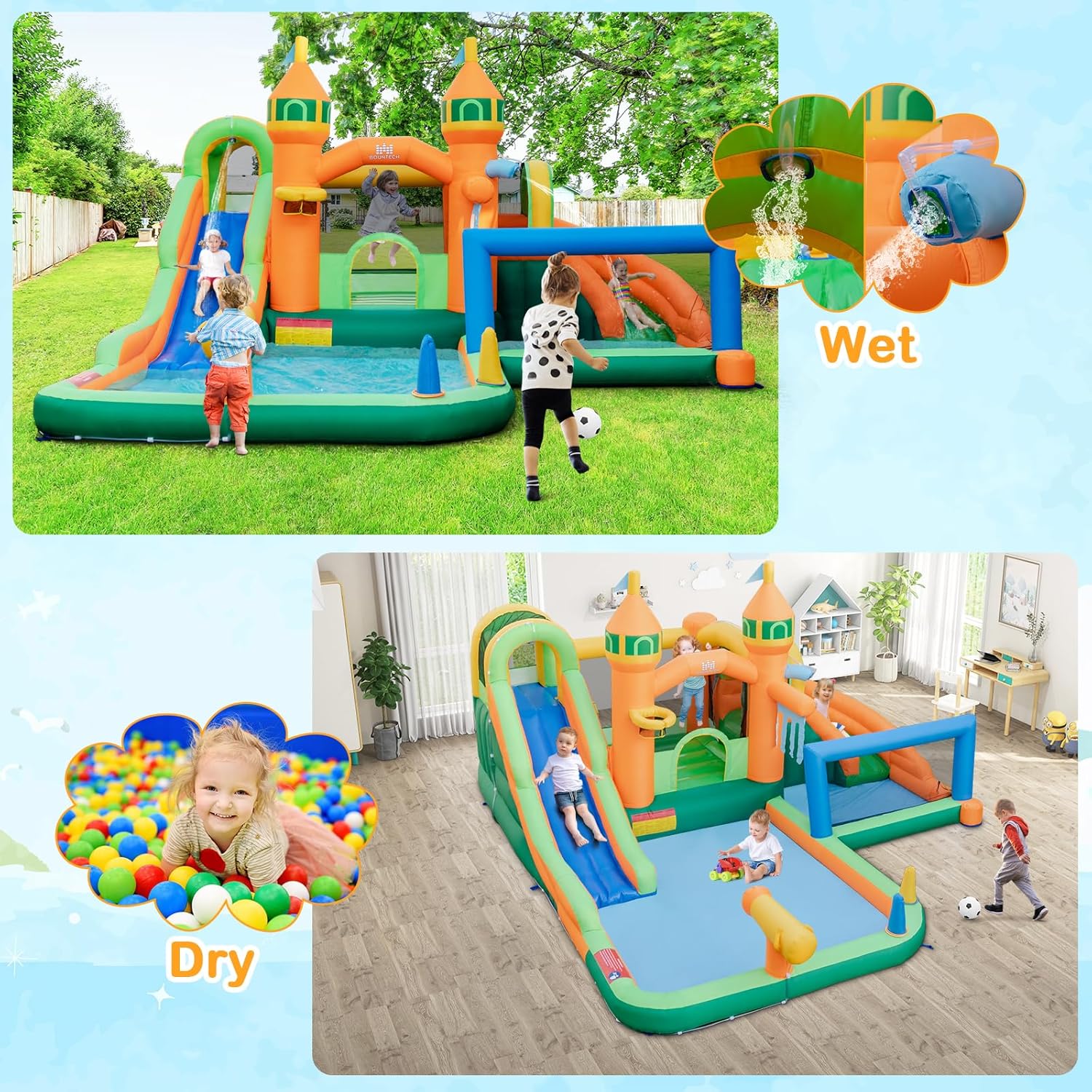 9-in-1 Inflatable Water Park B - Kids Outdoor Jumping Castle บทวิจารณ์และราคา