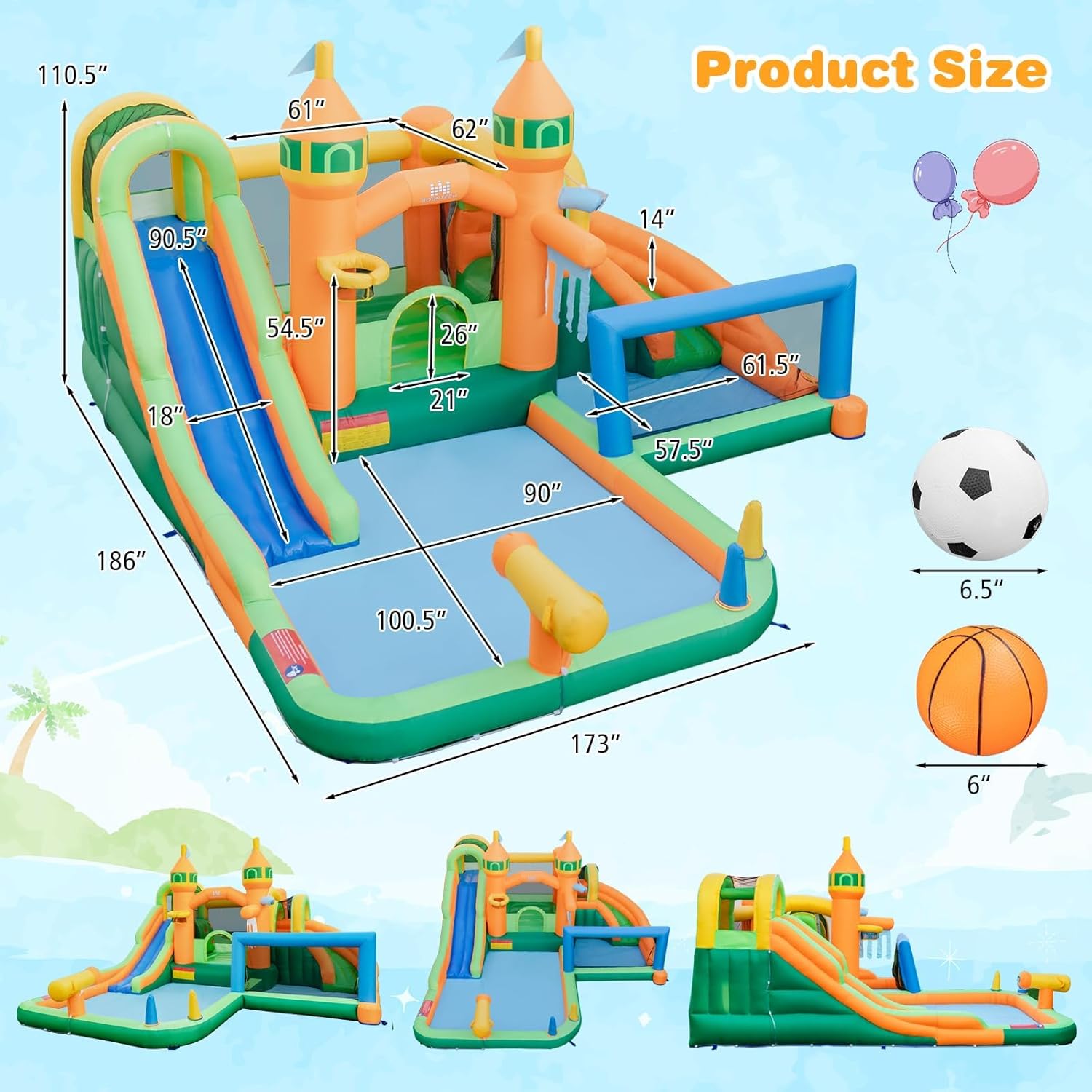 9-in-1 Inflatable Water Park B - Kids Outdoor Jumping Castle บทวิจารณ์และราคา