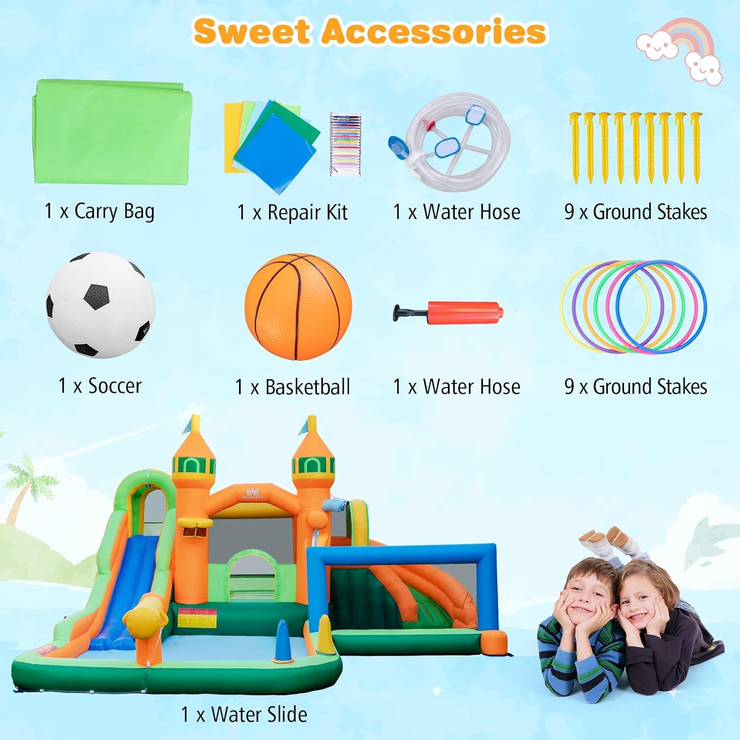 9-in-1 Inflatable Water Park B - Kids Outdoor Jumping Castle บทวิจารณ์และราคา