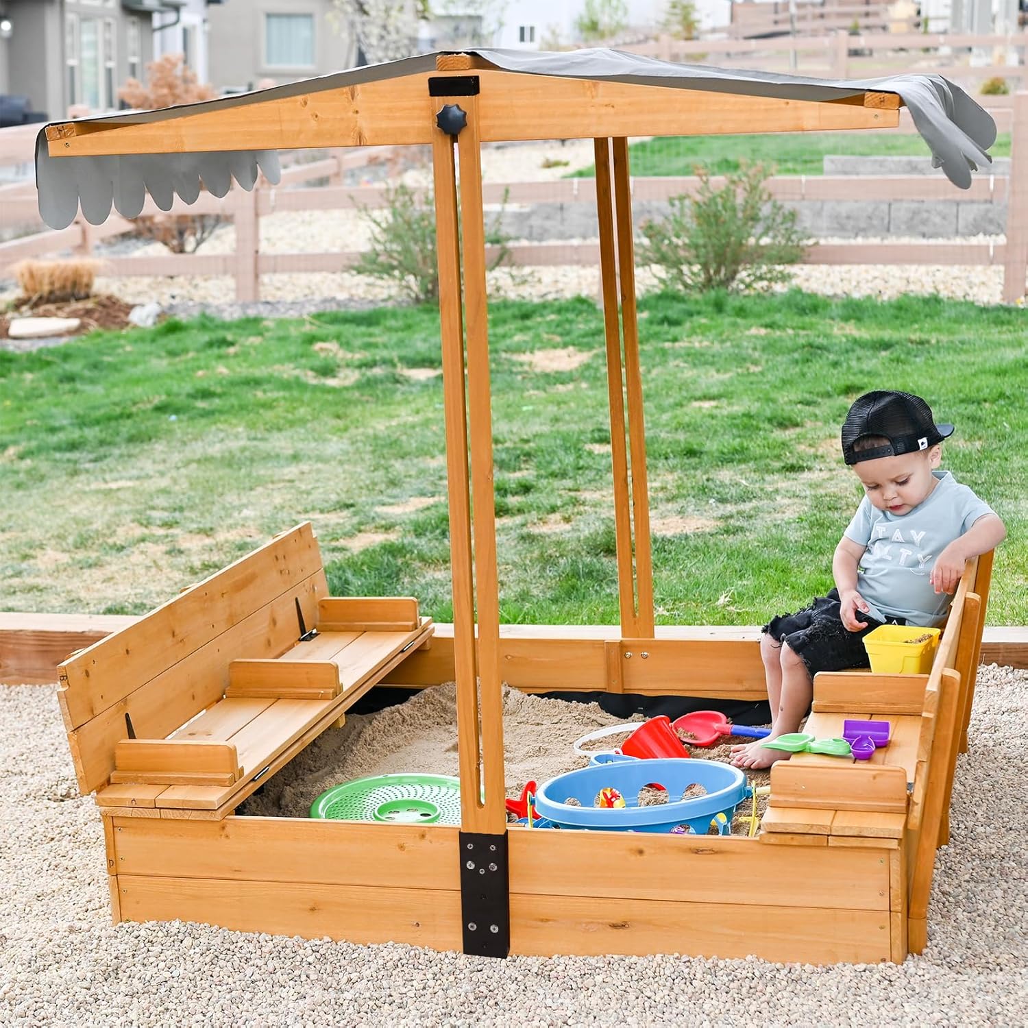 Kids Sandbox with Lid – Large  - Kids Outdoor Sandbox บทวิจารณ์และราคา
