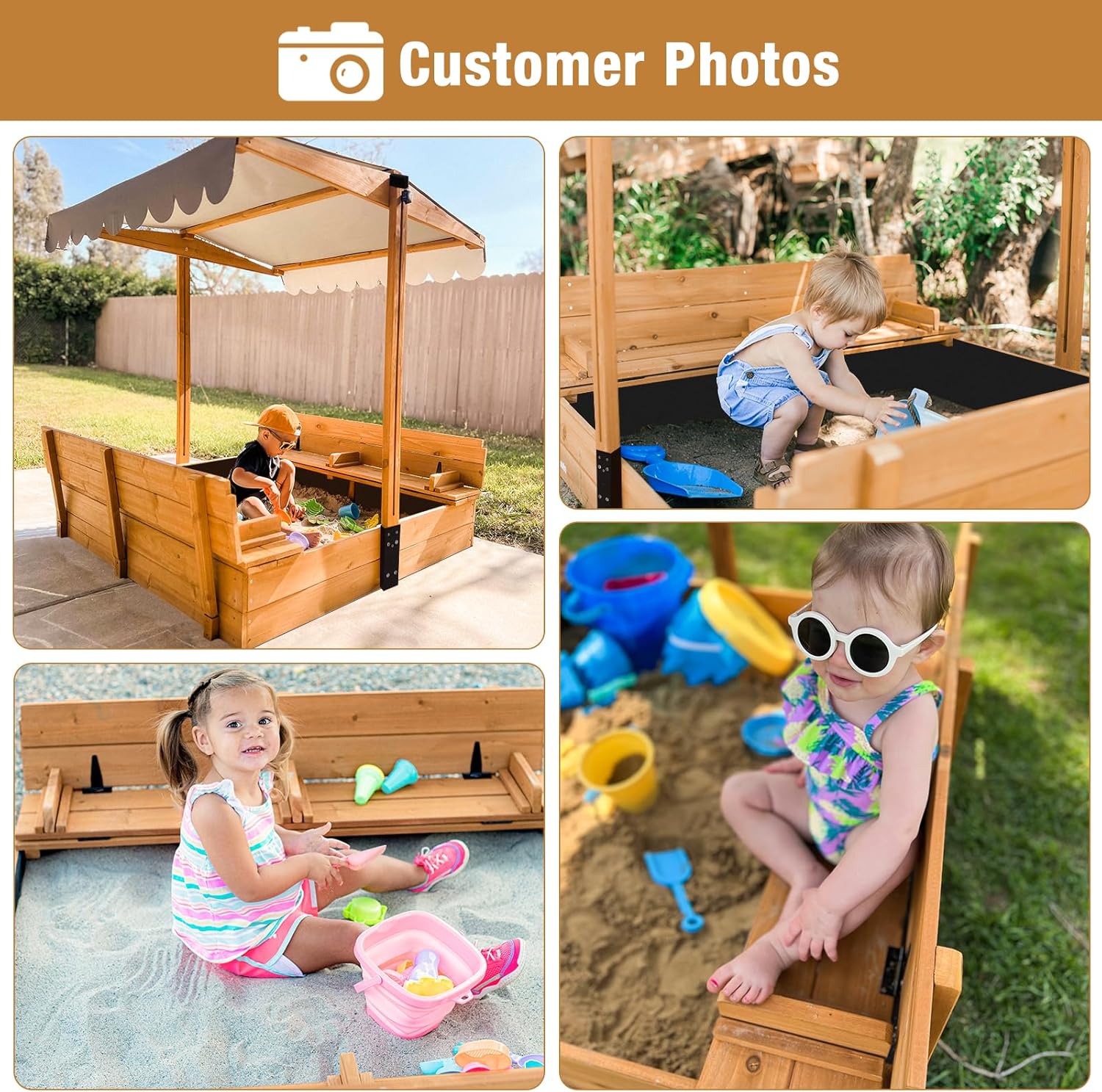 Kids Sandbox with Lid – Large  - Kids Outdoor Sandbox บทวิจารณ์และราคา