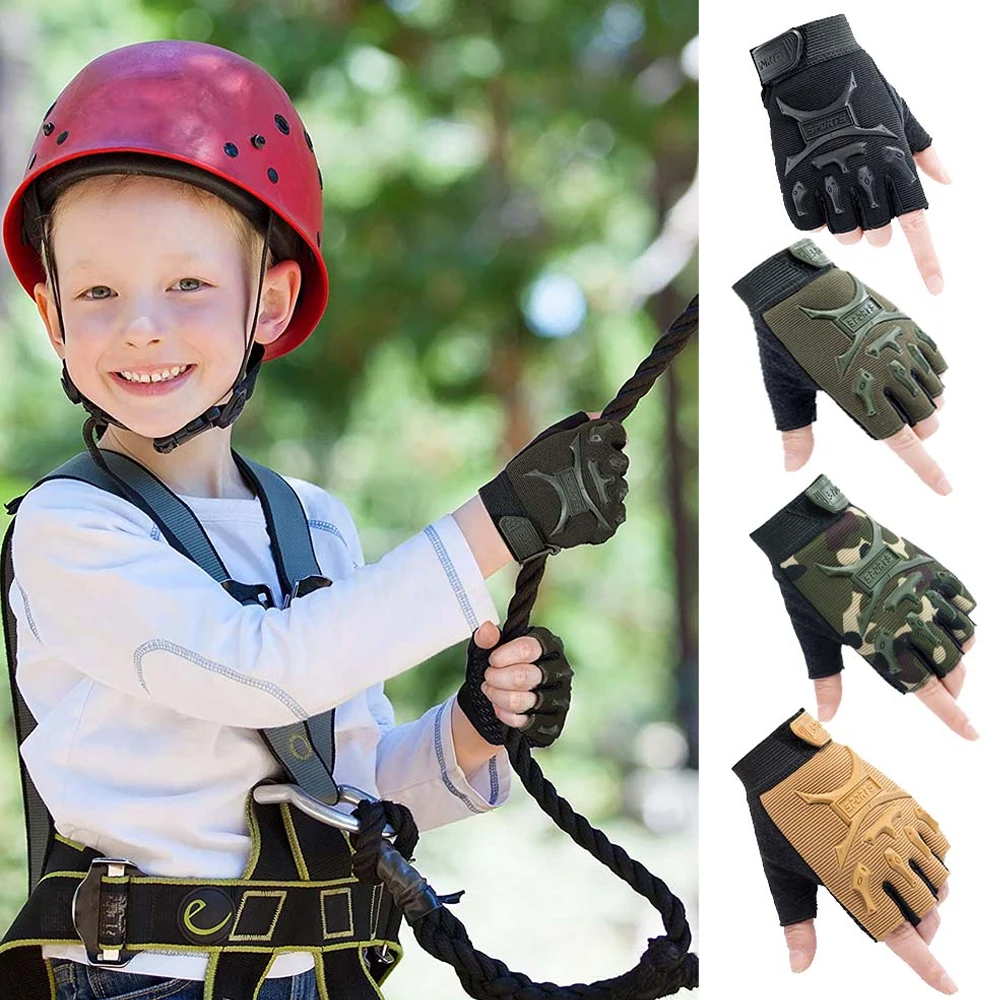 1Pair Kids Tactical Fingerless - Kids Outdoor Gloves บทวิจารณ์และราคา