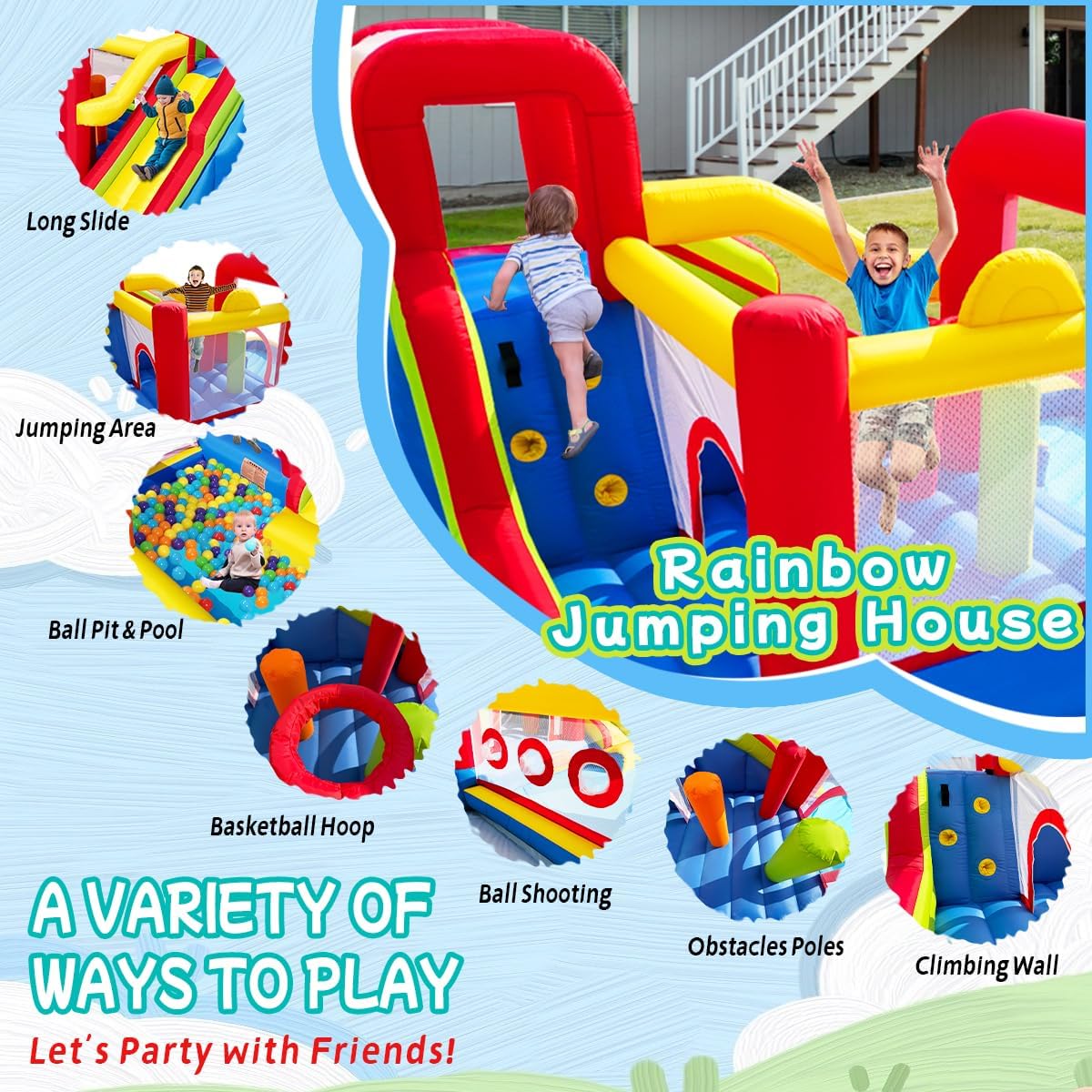 Inflatable Bounce Castle for K - Kids Outdoor Jumping Castle บทวิจารณ์และราคา