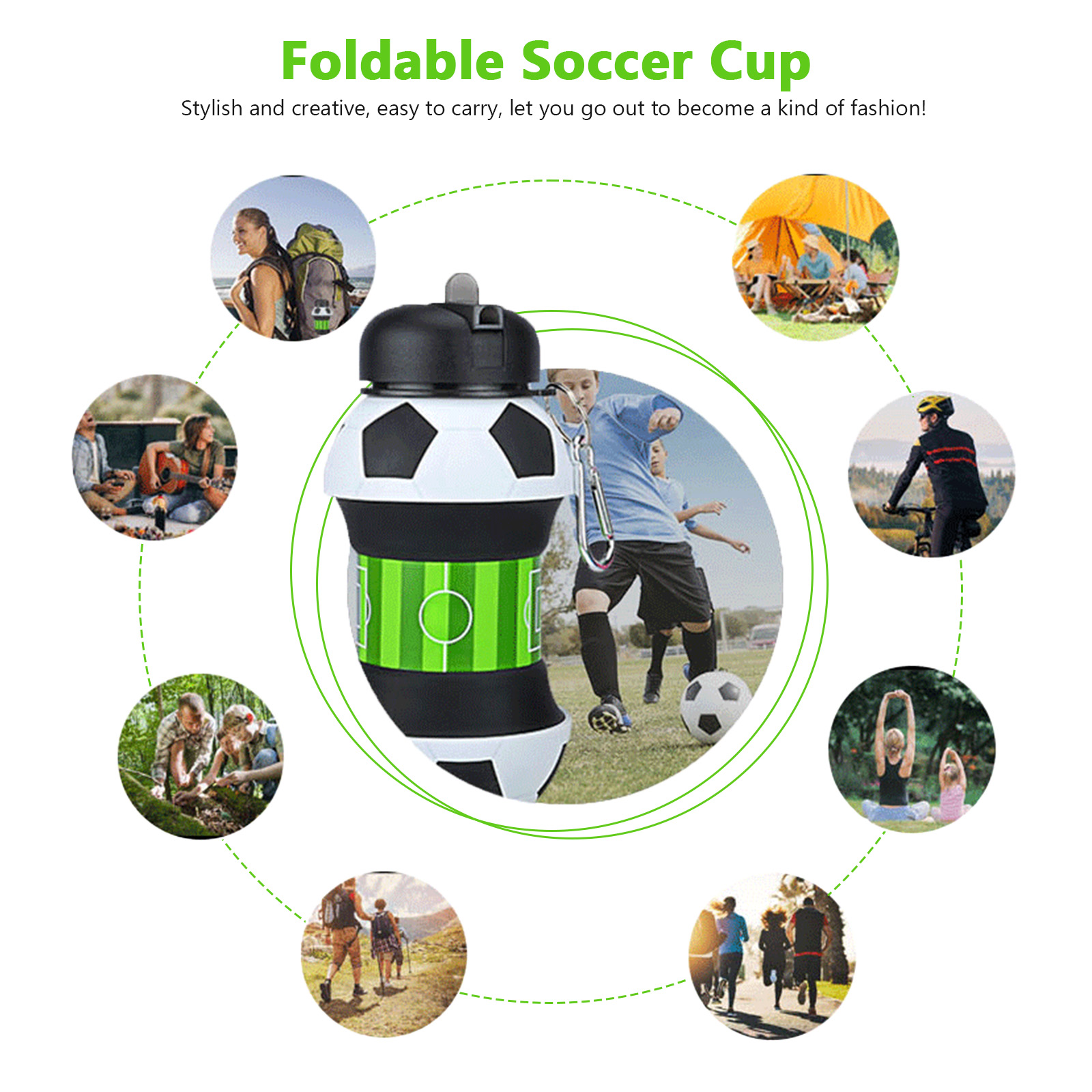 550ml Foldable Football Water  - Outdoor Kid Friendly บทวิจารณ์และราคา