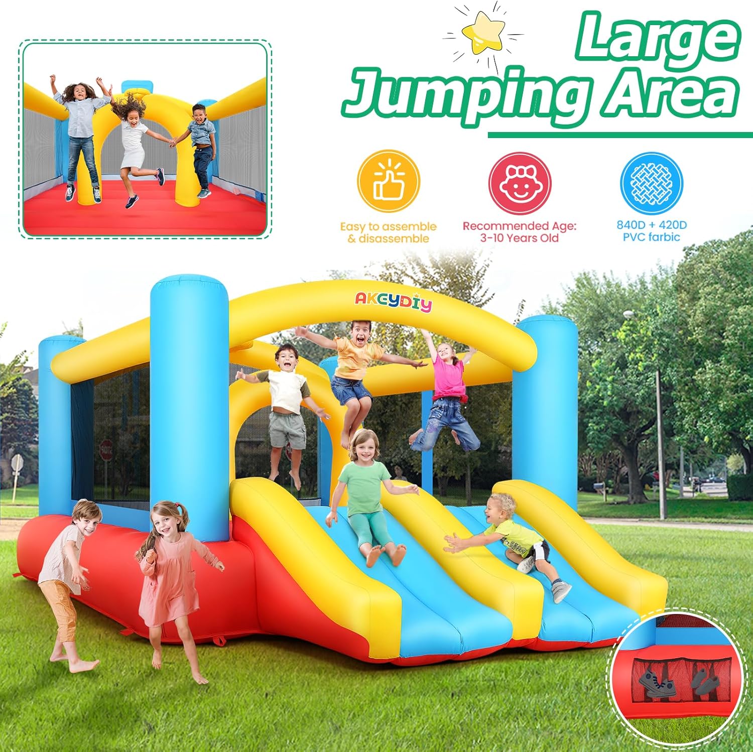Kids Inflatable Bouncy Castle  - Kids Outdoor Jumping Castle บทวิจารณ์และราคา