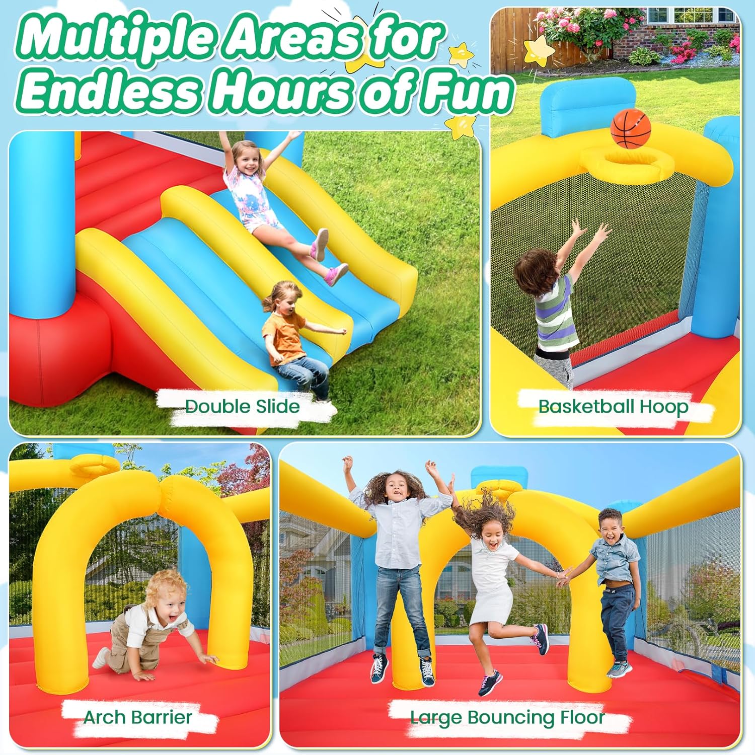 Kids Inflatable Bouncy Castle  - Kids Outdoor Jumping Castle บทวิจารณ์และราคา