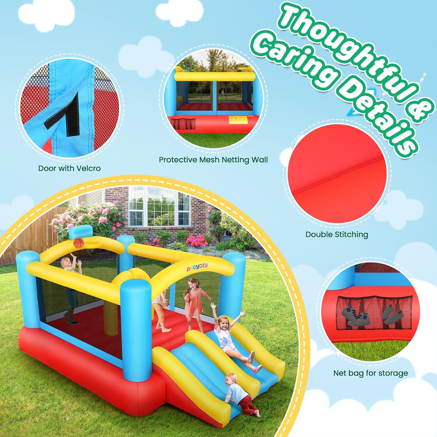 Kids Inflatable Bouncy Castle  - Kids Outdoor Jumping Castle บทวิจารณ์และราคา