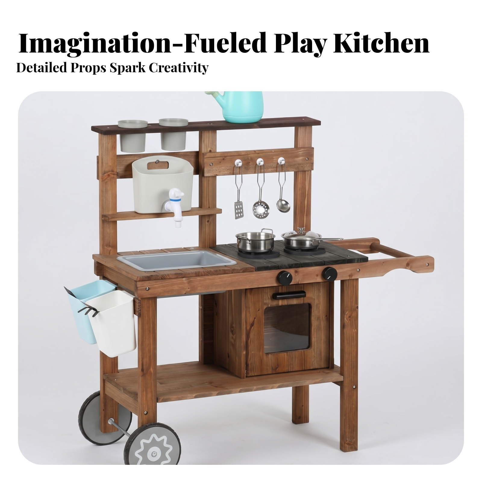 Outdoor Wooden Play Kitchen Bu - Kids Outdoor Sink บทวิจารณ์และราคา