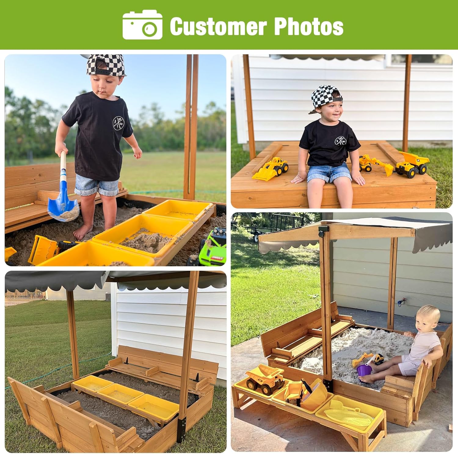 Wooden Sandbox Backyard Sand B - Kids Outdoor Sandbox บทวิจารณ์และราคา