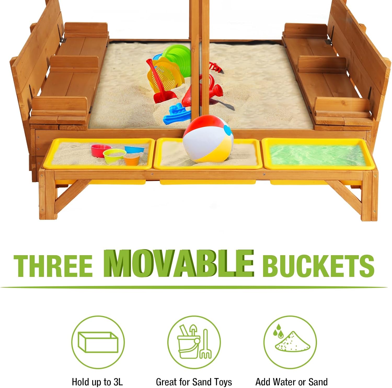 Wooden Sandbox Backyard Sand B - Kids Outdoor Sandbox บทวิจารณ์และราคา