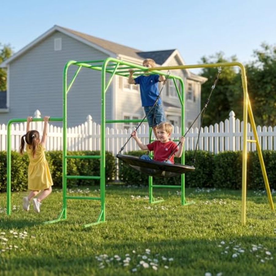 Monkey Bars Set for Backyard w - Kids Outdoor Monkey Bars บทวิจารณ์และราคา