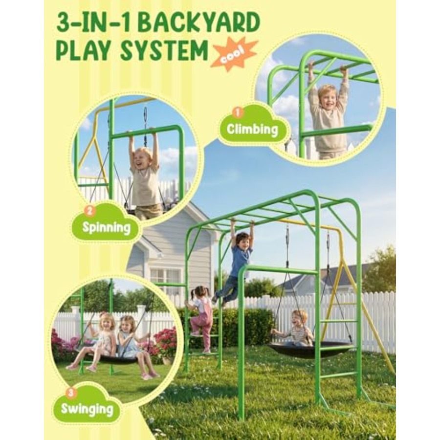 Monkey Bars Set for Backyard w - Kids Outdoor Monkey Bars บทวิจารณ์และราคา